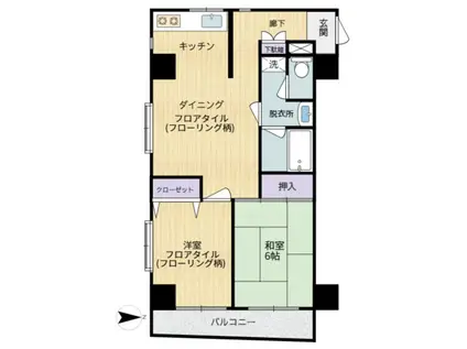 ヴィラ恵II(2DK/2階)の間取り写真