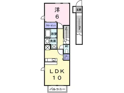アクア ガーデン II(1LDK/2階)の間取り写真