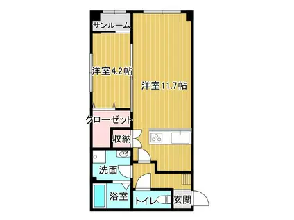 ブライト藤木(1LDK/1階)の間取り写真