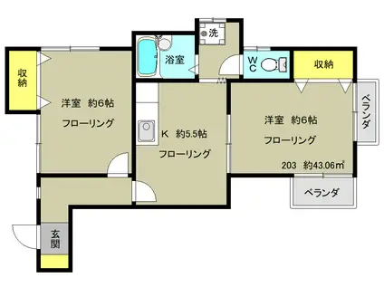 第5ケヤキハイツ(2DK/2階)の間取り写真