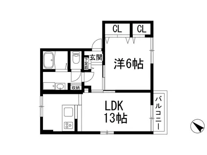 ハイツグリーン(1LDK/2階)の間取り写真