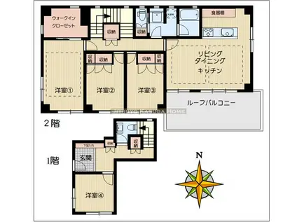 テラス・スイート(4LDK/1階)の間取り写真