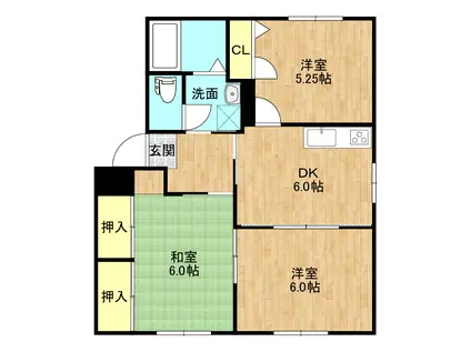 モダニティーメゾンD(3DK/1階)の間取り写真