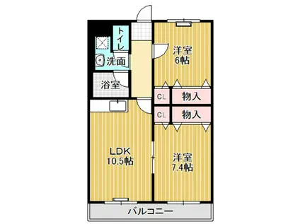 パークサイドアヴェニュー栄町(2LDK/3階)の間取り写真