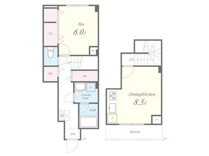 ホヌオハマ(1LDK/2階)の間取り写真