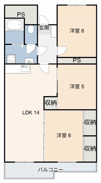 セントラルレジデンス相生苑(3LDK/2階)の間取り写真