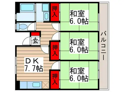 フェリオグランツ(3DK/5階)の間取り写真