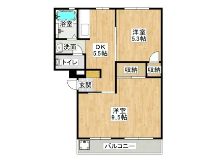 上丸厚年1号棟(2DK/2階)の間取り写真