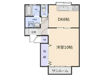 ドリームカーサ II(1DK/2階)の間取り写真