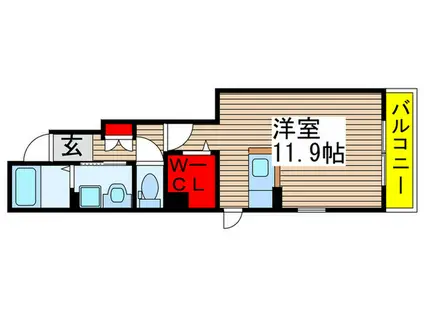 アウローラ(ワンルーム/1階)の間取り写真