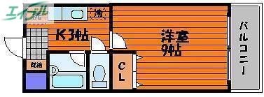 メゾンあすなろ(1K/2階)の間取り写真