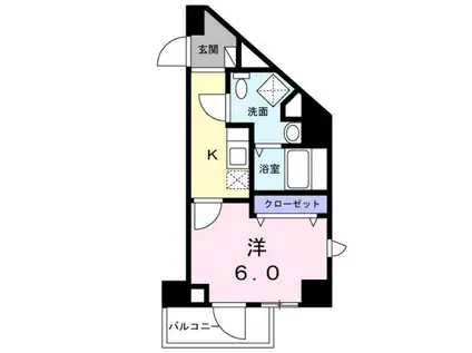 SOLASIARESIDENCE大井町(1LDK/2階)の間取り写真