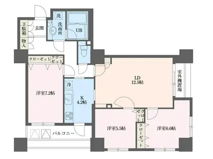 ドゥーエ横浜駅前(3LDK/16階)の間取り写真