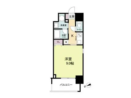 ブリリアンクラス河原町(1K/12階)の間取り写真