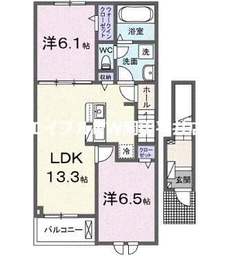 アヴェニールガーデン(2LDK/2階)の間取り写真