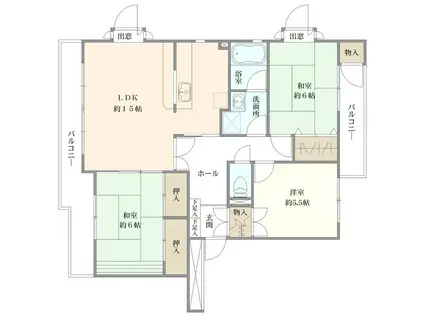 ヴェルシティ河渡(3LDK/2階)の間取り写真