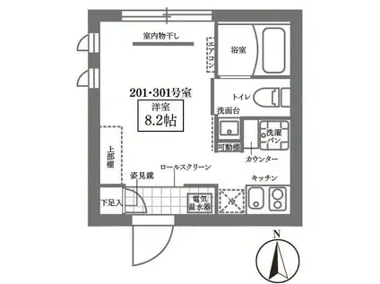 COCOCUBE新御徒町イースト(ワンルーム/2階)の間取り写真