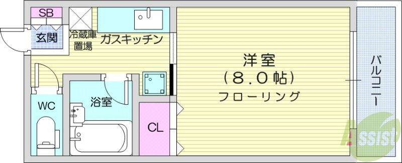 サンハイツ上杉(1K/2階)の間取り写真