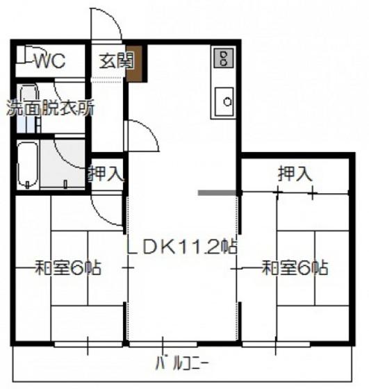 ビューハイツ寺本(2LDK/2階)の間取り写真
