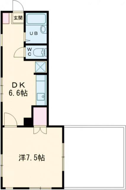 エリーナ新屋敷(1DK/4階)の間取り写真