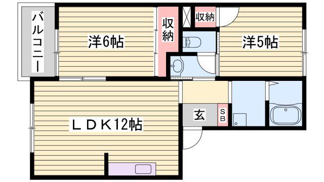 エステートパレス A棟(2LDK/3階)の間取り写真