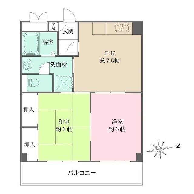 ミクロハイム(2DK/2階)の間取り写真