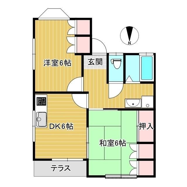 コーポオアシス2(2DK/2階)の間取り写真