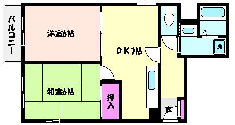 リンクス青木(2DK/3階)の間取り写真