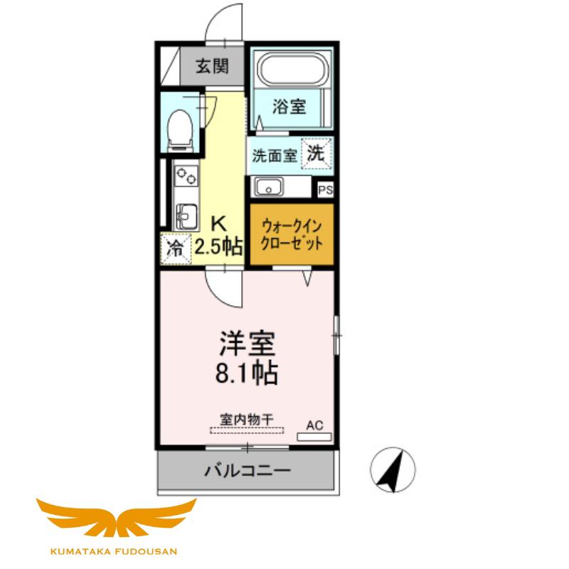 D-ROOMメゾン保田窪(1K/2階)の間取り写真