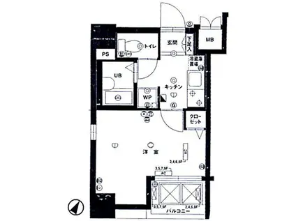 エスコート東大前(1K/9階)の間取り写真