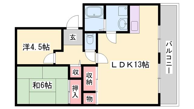 ウィステリア構(2LDK/3階)の間取り写真