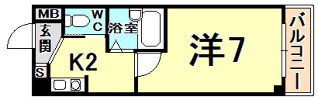 Hアーシュ(1K/1階)の間取り写真