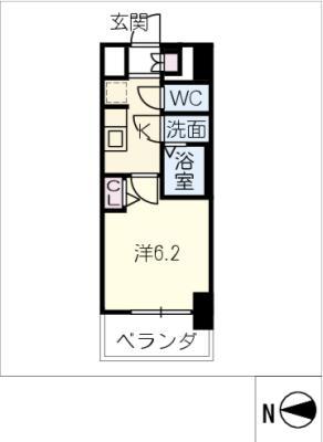 ディアレイシャス名古屋大須通(1K/7階)の間取り写真
