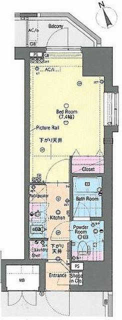 サンスタレ浅草(1K/2階)の間取り写真