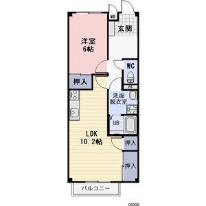 コンフォート坂祝(1LDK/2階)の間取り写真