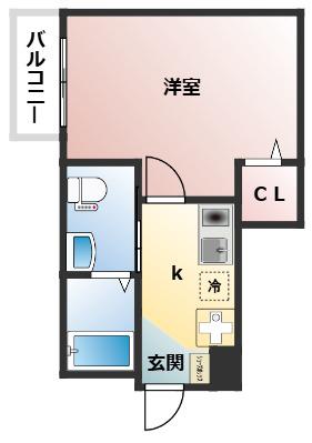 ライフル上十条(1K/1階)の間取り写真