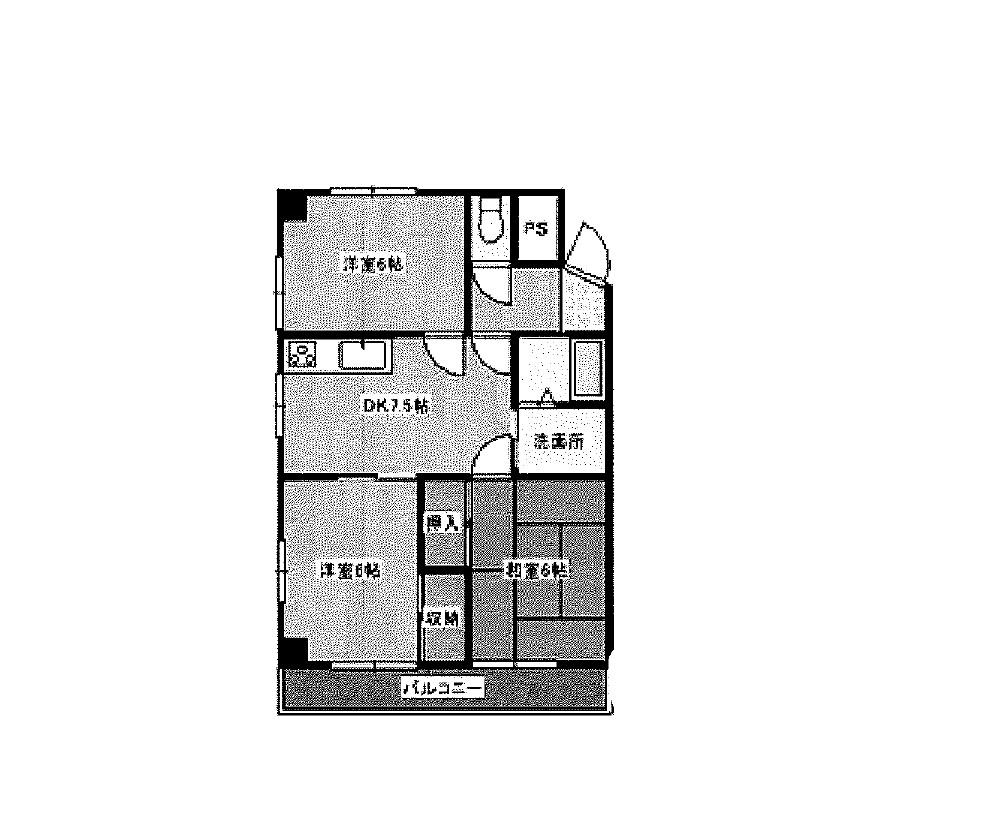 サンシャイン平原(3DK/3階)の間取り写真