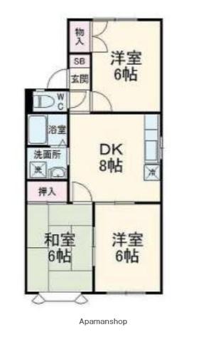 クレスト藤沢弐番館(3DK/1階)の間取り写真