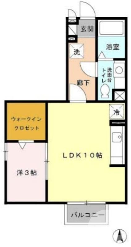 ルミエール(1LDK/2階)の間取り写真
