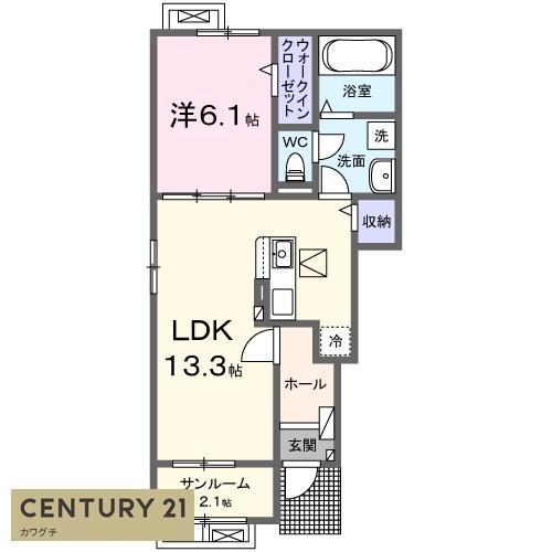 パークサイド・ドミールII(1LDK/1階)の間取り写真