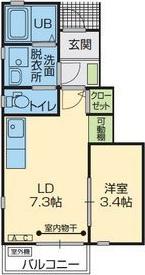ＪＲ東北本線 盛岡駅 徒歩12分 2階建 築8年(1DK/1階)の間取り写真