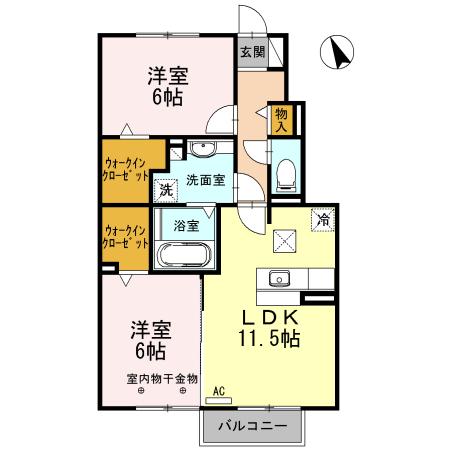 AZ I B(2LDK/1階)の間取り写真
