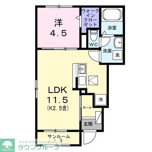 ヴィラ・グレイスII(1LDK/1階)の間取り写真