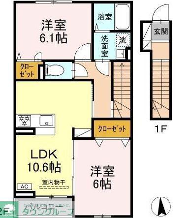 ゆずの樹(2LDK/2階)の間取り写真