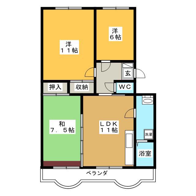Kハウス(3LDK/2階)の間取り写真