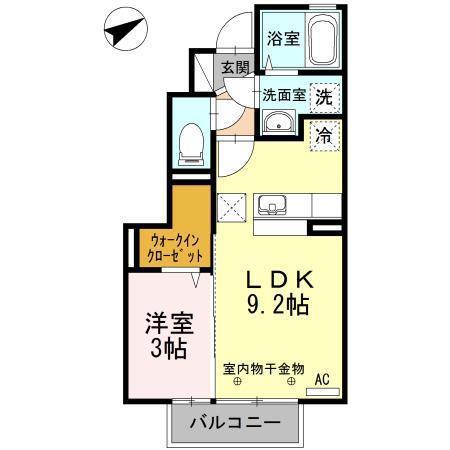 フィオーレ石堂(1LDK/1階)の間取り写真