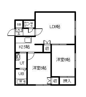 末広1-1MS(2LDK/2階)の間取り写真
