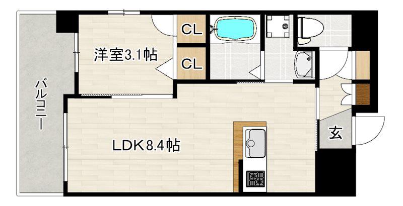 エフ・パルク高宮(1LDK/8階)の間取り写真