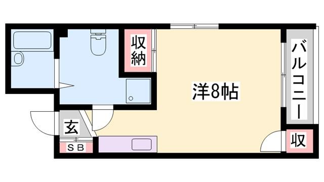 城北興和マンション(ワンルーム/4階)の間取り写真