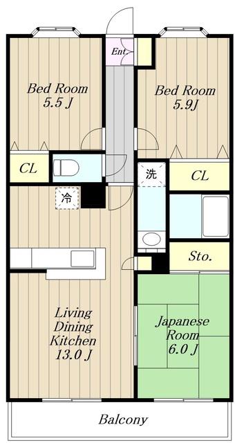 第7旭マンション(3LDK/1階)の間取り写真